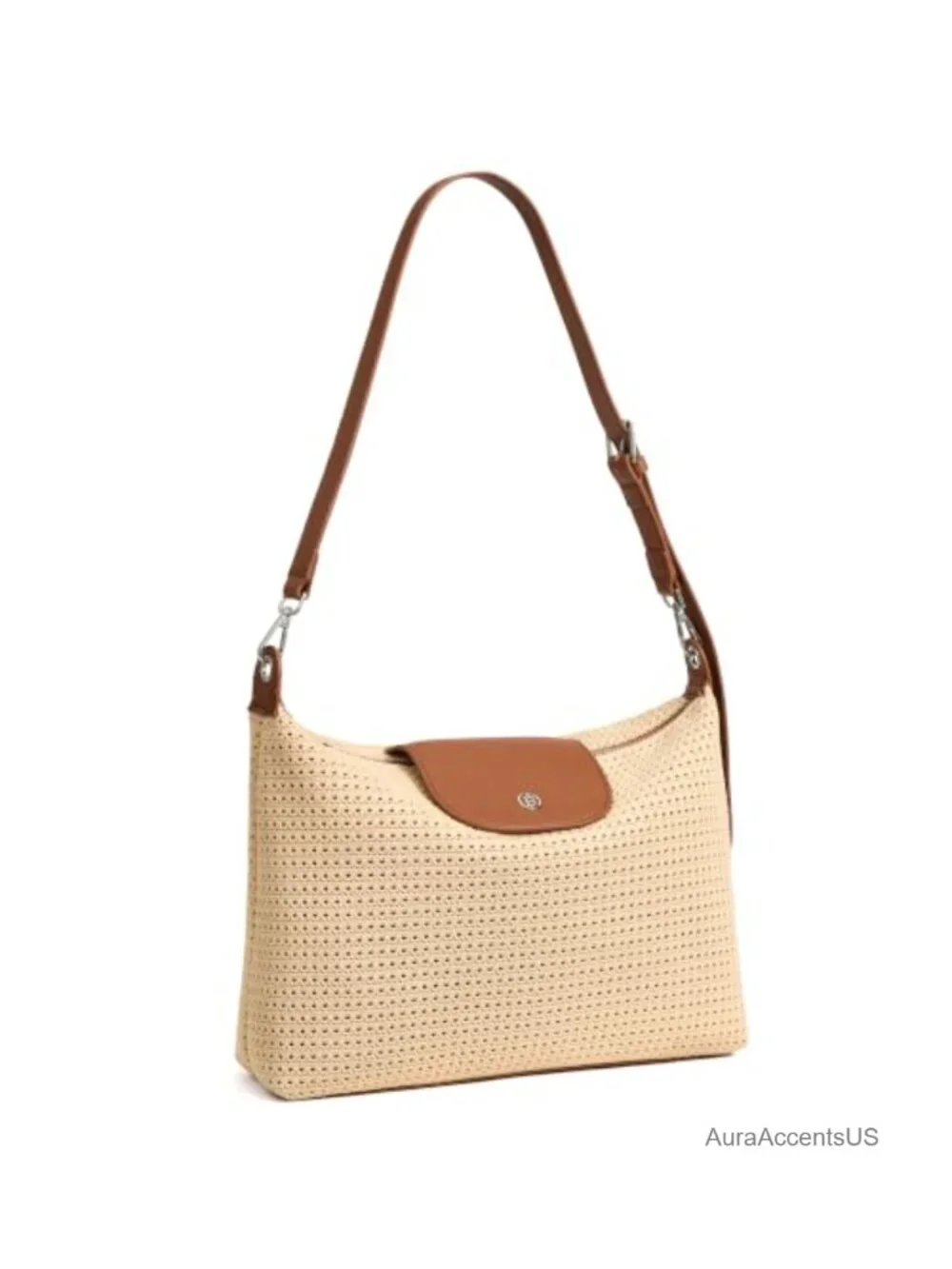 Crochet Shoulder Hobo Bag Vegan Leather PU Purse Summer Travel